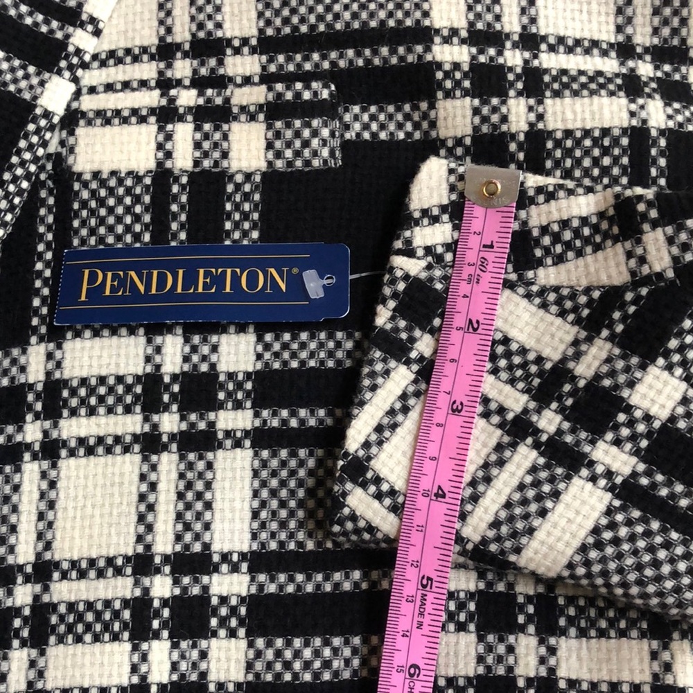Pendleton Virgin Wool Black and White Tartan Plaid Women Blazer Jacket Size S - Picture 14 of 16